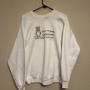 Vintage 80s/90s “Give Me Some Chocolate and Nobody Gets Hurt” White Sweatshirt
